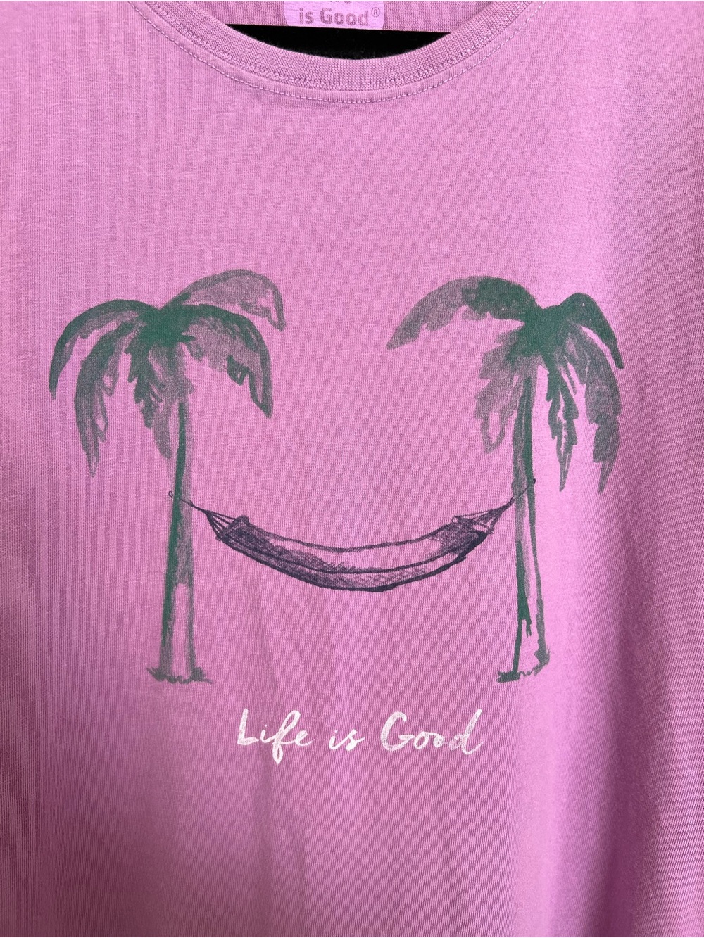 Ladies Life is Good Purple Hammock Palm Tree Crusher T-Shirt SX XL X Large - Picture 2 of 5